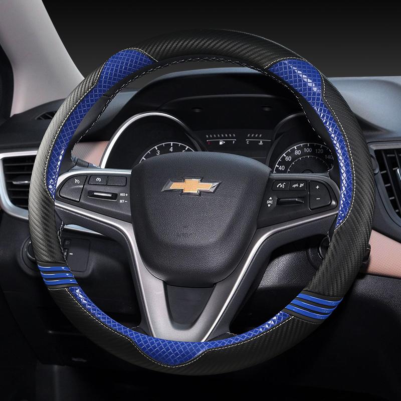 Koolstofvezel Auto Stuurwielen Cover 38 cm Voor Chevrolet Cruze Malibu Sail Spark Captiva Equinox Trax/Tracker AVEO Lova RV