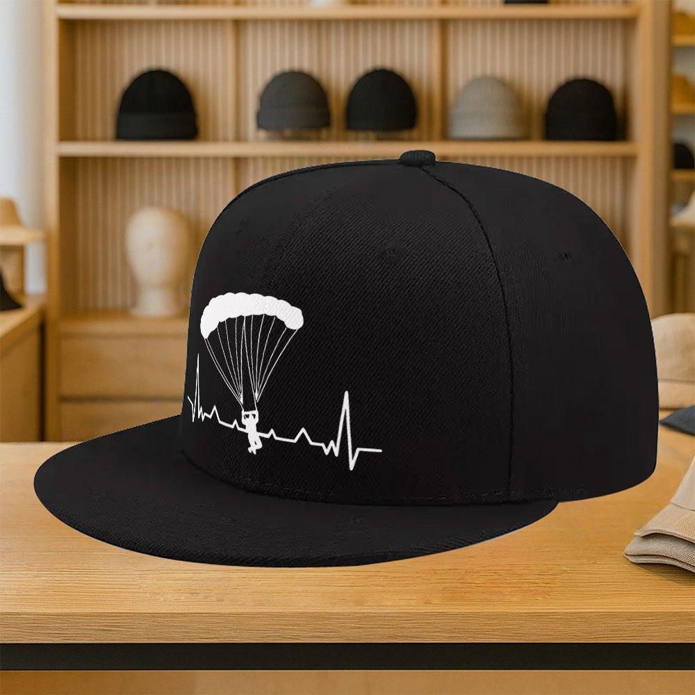 Paragliding Heartbeat Line Skydiver Baseball Cap Polyester Adjustable Snapback for Adult Casual Outdoors