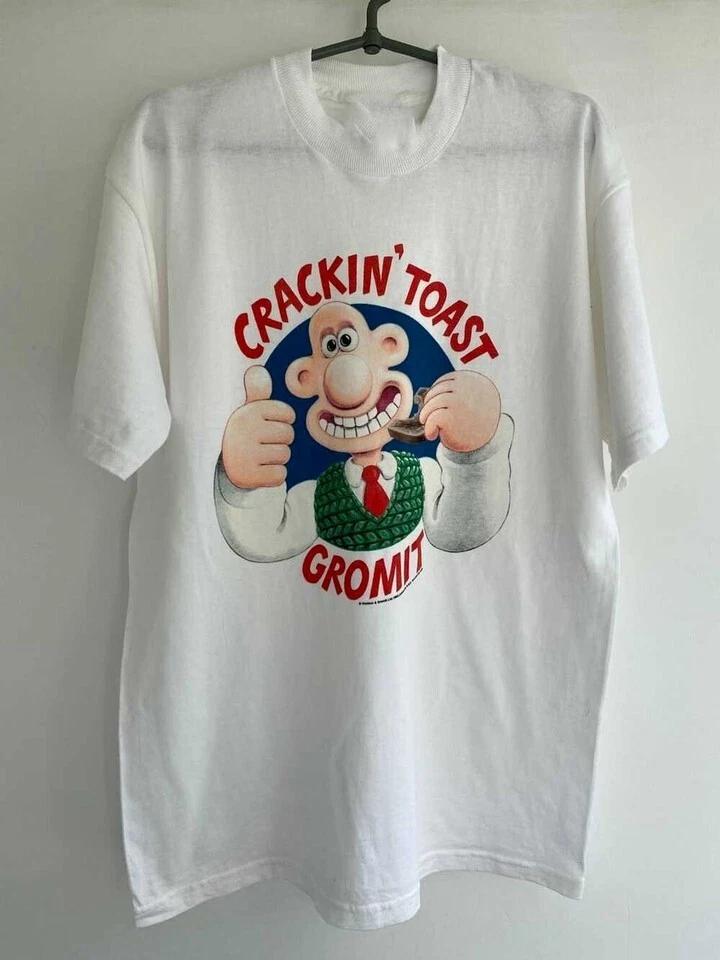 

Vintage Wallace And Gromit 80s White All Size Tee Shirt KH1181 4XL