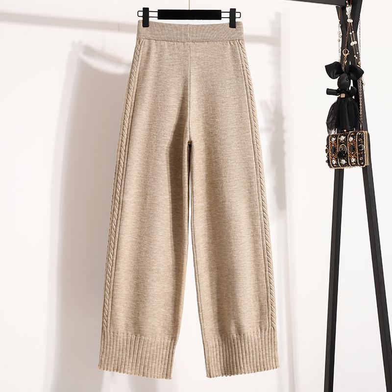 

DIMANAF 2025 Осень Зима Женские Брюки Большого Размера Новые Женские Длинные Брюки Оверсайз Свободные Брюки Вязаные 4XL