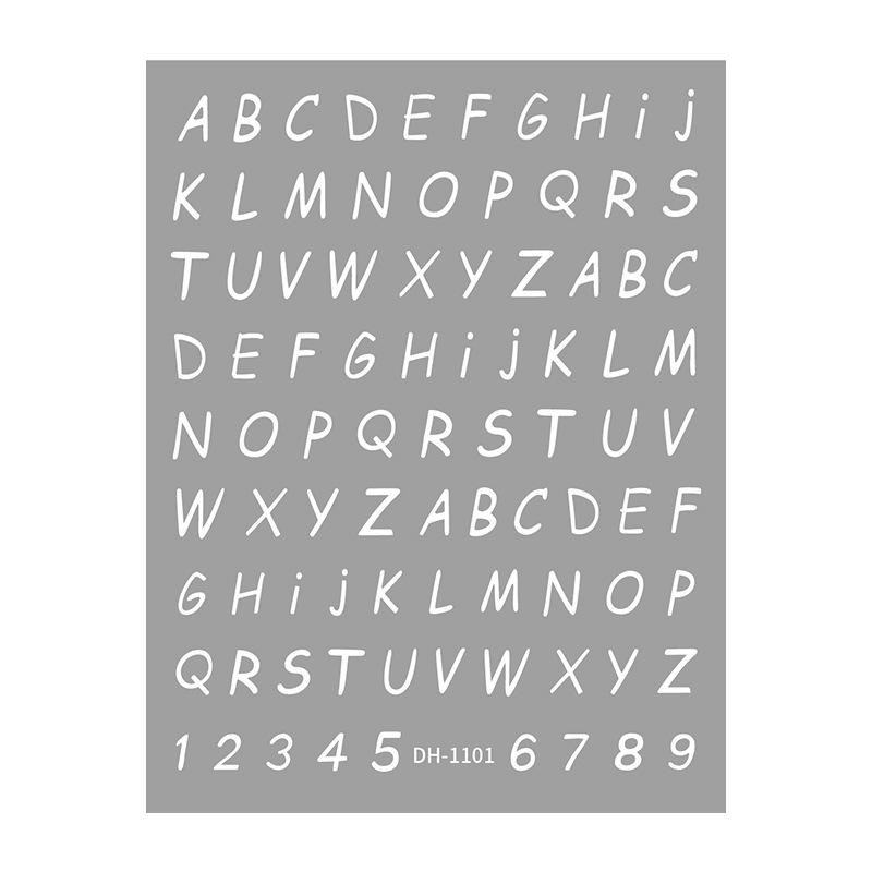 Redanco 3D Nail Art Stickers: Hot Stamping English Letter Decals (DH-1101) White