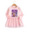K-pop Monster Hunter Girl Dress: Cartoon Ruffle, Long Sleeve, Mesh Skirt, Elegant Princess Style for Baby Girls (Spring/Autumn).
