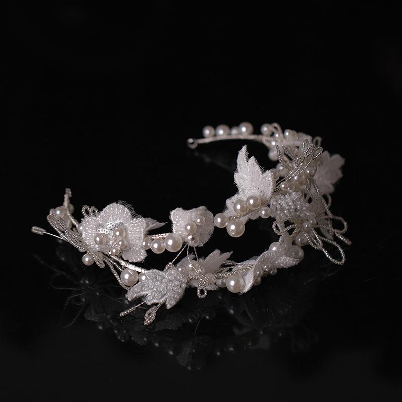 Sequin Handmade Woven Pearl Flower Headband Crown Korean Style Headdress Accessories Bride's Wedding Headdress