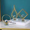 Geometric Metal Figurines, Crystal Ball Model Decorative Crafts, Living Room Desktop Ornaments, Home Decoration Accessories