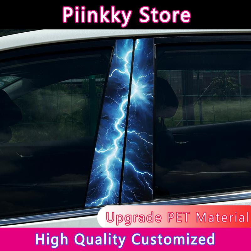 1PC/2PCS Cool Lightning Car Stickers DIY Car B-pillar Cover Scratches Waterproof Durable Decoration Auto PET Decals