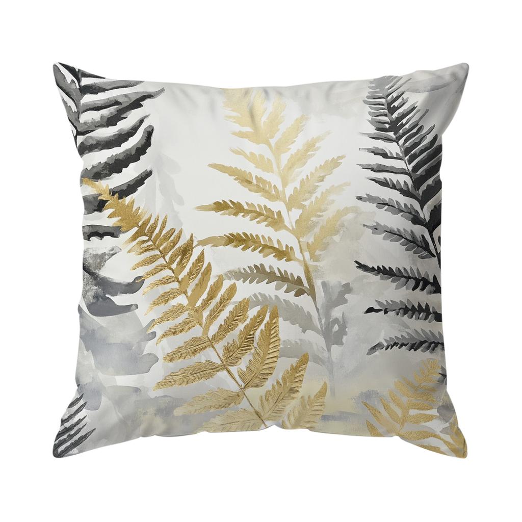 Vintage Gray And Gold Leaves Cushions Pillowcase Polyester Cushion Cover Throw Pillow Pillowcover Home Car Sofa Decor