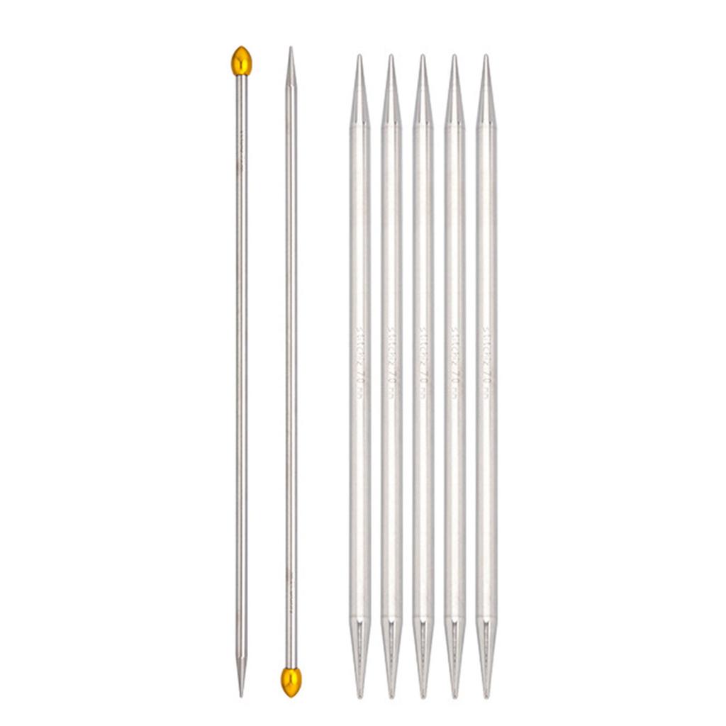 5Pcs Stainless Steel Double Pointed Knitting Needle with 2 Straight Single Pointed Knitting Needle for Beginner Knitting