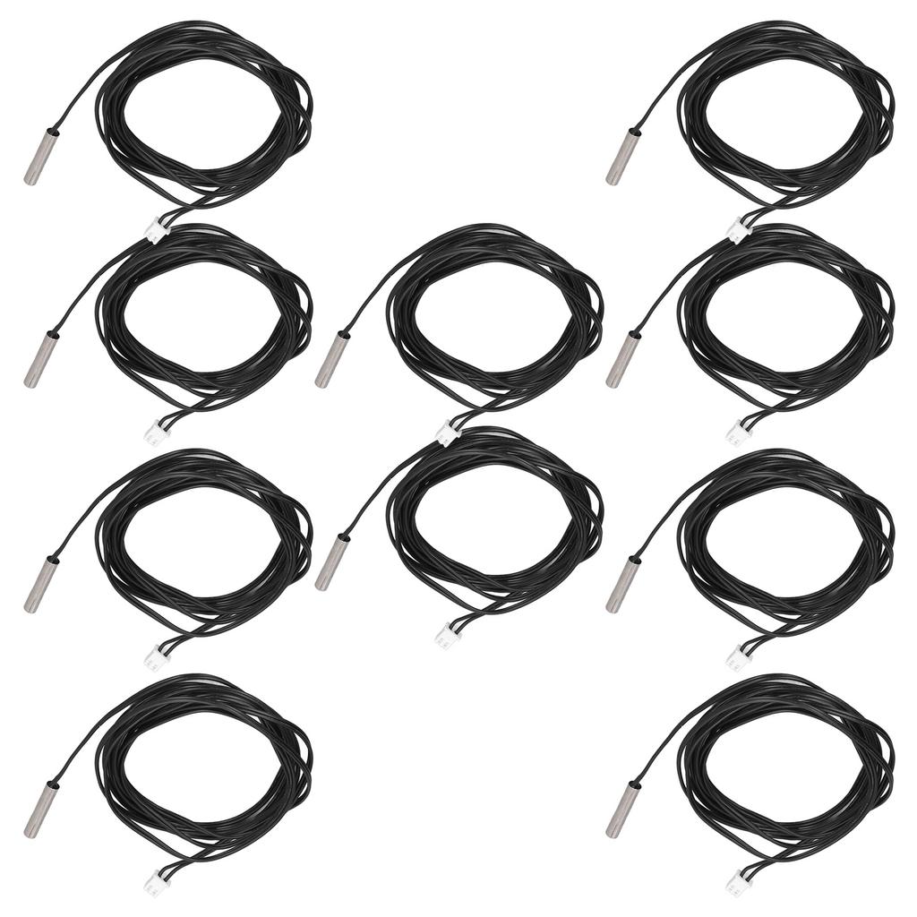10Pcs Thermistor Sensor NTC Temp Probe 5x25mm Cylindrical Head 2 Meters Cable Length10K B3435