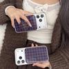Retro Red Plaid Electroplated Silver Resin Drop Case for iPhone 16/15/14, Compatible with iPhone 17 Pro Max.