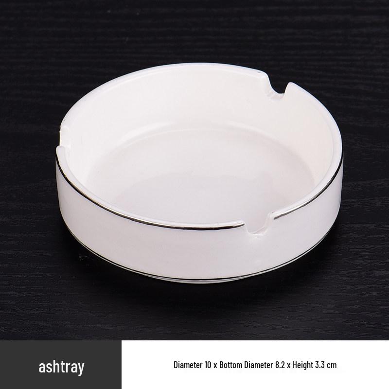Elegant Ceramic Tableware Set: White with Platinum Rim - Includes Plates, Bowls, and Dishes for Restaurants or Clubhouses, Available in 3 or 4 Pieces