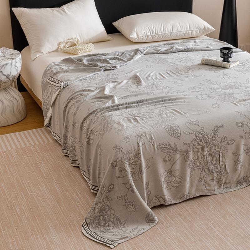 New Smooth Bamboo Fiber Jacquard Multifunctional Double-layer Gauze Cold Blanket Towel Quilt 150x200cm 1pcs