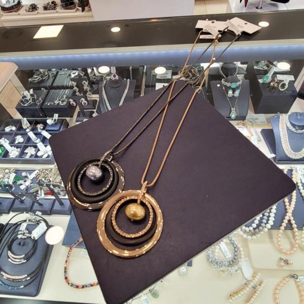 Atria Oval Freshwater Wood Ring N Necklace MRNNEFR0005BKF