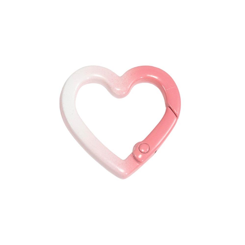 10pcs Ornament Heart Shaped Carabiner Hook Rings Gradient Color Openable Spring Clasp DIY Jewelry