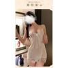 Night Crisp Sexy Underwear Lace Mesh Cardigan Pajamas Uniform Seduction Passion Tease Four-piece Set with Chest Pad