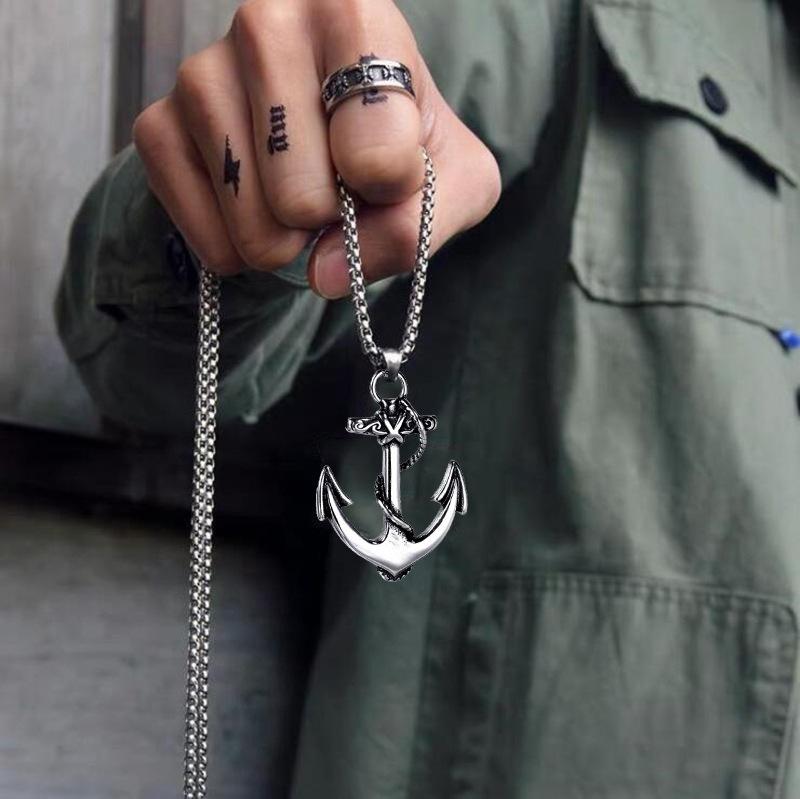 Anchor Necklace Silver Steel Chain 315