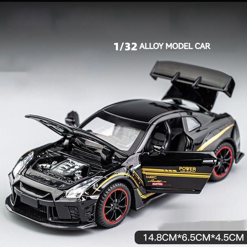 

1/32 Nissan GTR R35 Alloy Racing Car Diecast Model Sound & Light Pull Back Toy Collection Of Hobby Decorative Fine Ornaments чёрный