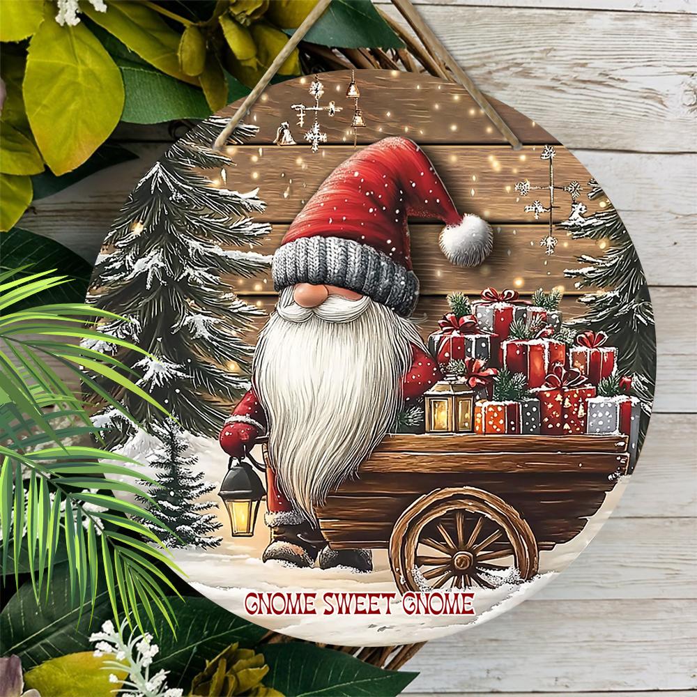 Christmas Decoration Sign,indoor Hanging decorations,2D Flat Wooden Products with Christmas Dwarf pattern,Christmas Gifts for Friends and Family