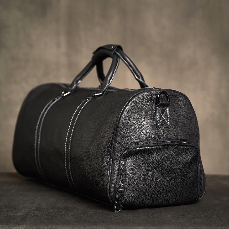 Geantă de călătorie pentru bărbați, din piele naturală, ocazională, geantă pentru bagaje de mână, geantă de fitness de mare capacitate, buzunar pentru pantofi pentru laptop de 18 inchi