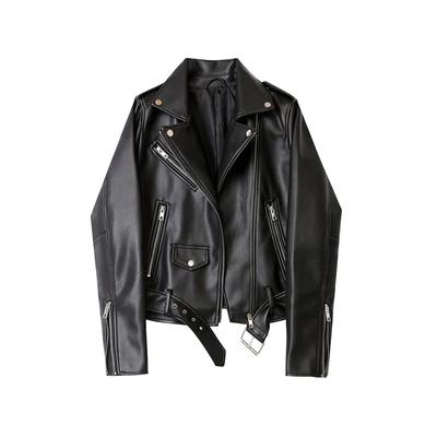 Ladies  New Candy Color Handsome Motorcycle Belt Detachable Epaulettes Motorcycle Jacket Leather Jack