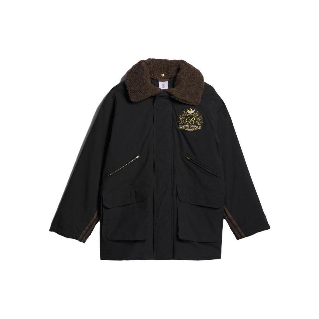 Adidas X Blondey McCoy Canvas Chore Coat Long Sleeve Button Front Casual Jacket Men Black Brown IK9614 L