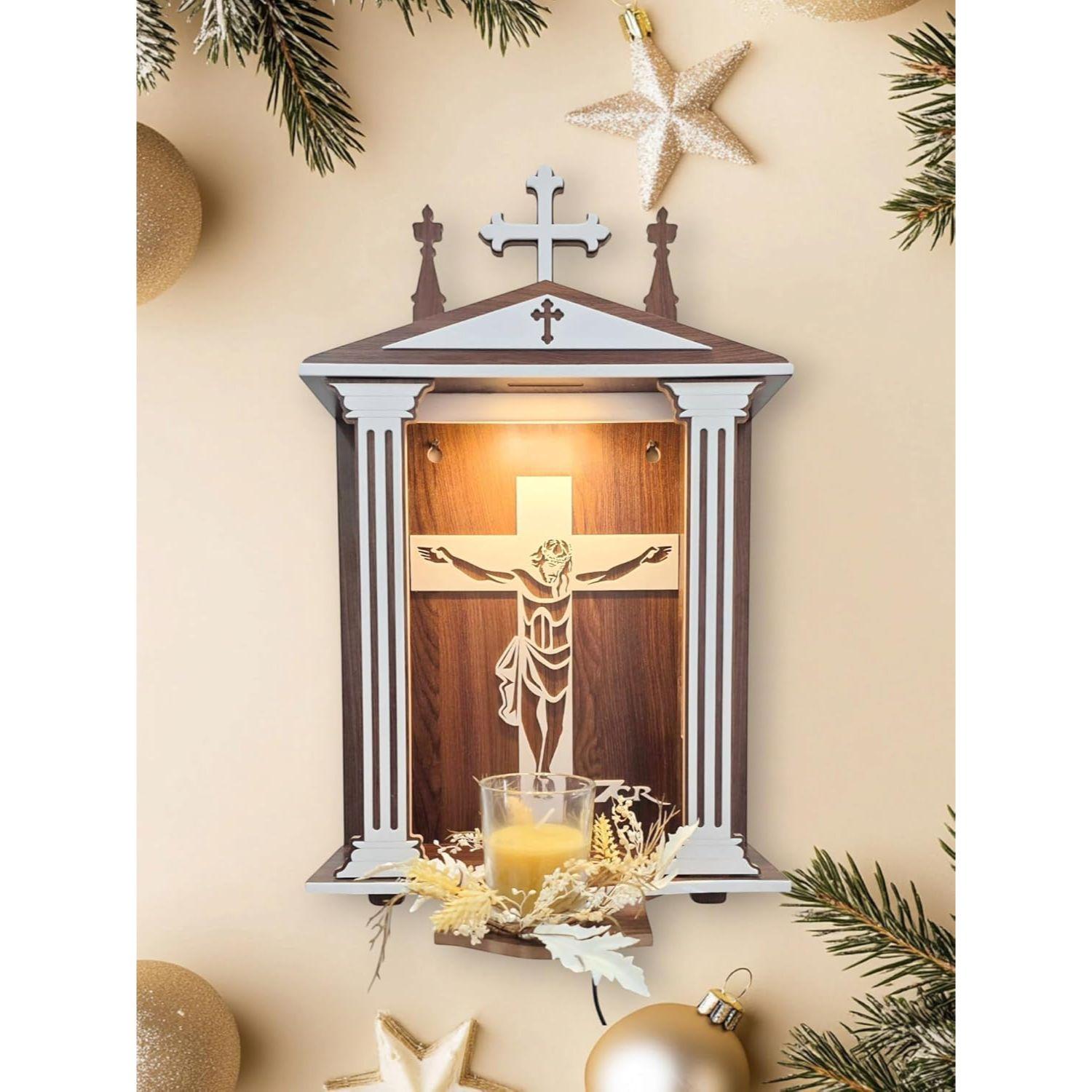 

Jesus Christ Wooden and White Acrylic Temple for Living Room and Office