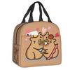 Custom Chilling Capybara Insulated Lunch Bag for Women Portable Cooler Thermal Lunch Box Kids School Children