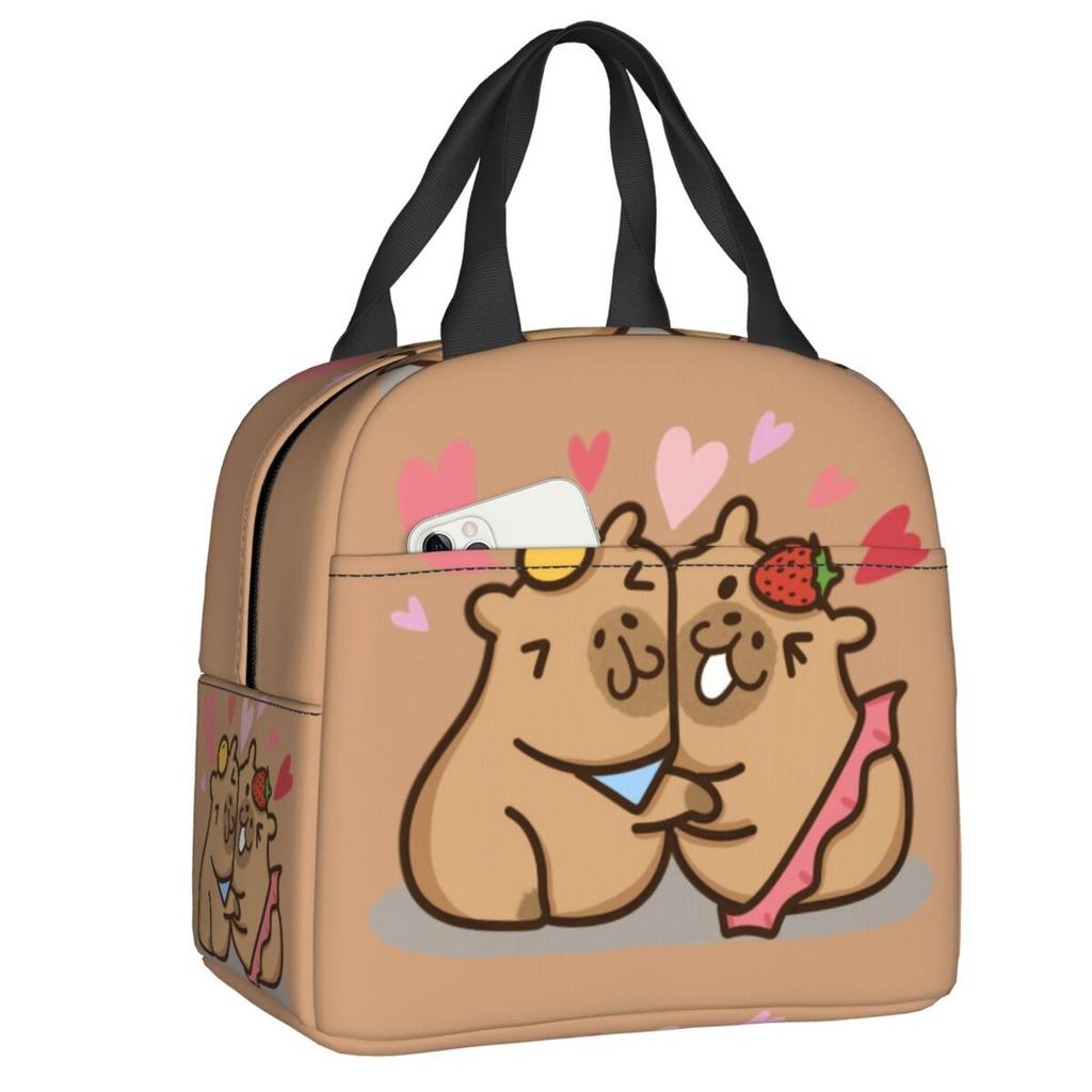 Custom Chilling Capybara Insulated Lunch Bag for Women Portable Cooler Thermal Lunch Box Kids School Children
