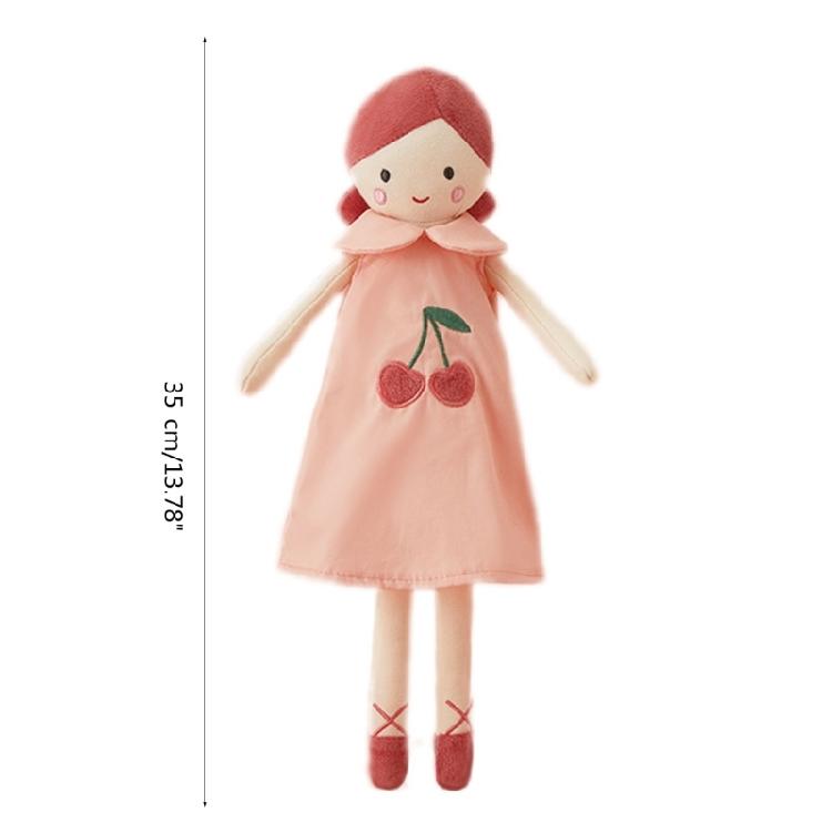 Cute Stuffed Cherry Print Skirt Girl Shape Doll Accompany Appease Toy for Kids