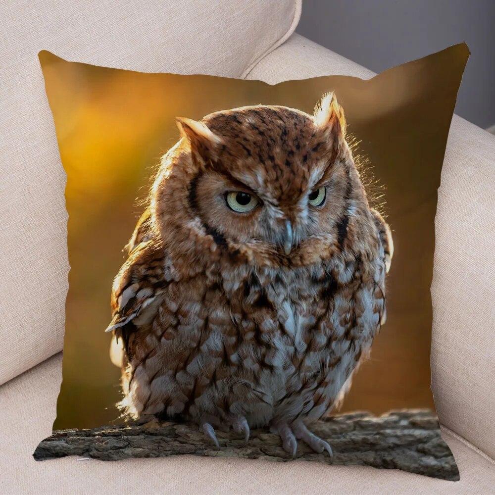 Cute Animal Pillowcase Wild Owl Cushion Cover Decorative Pillowcase Sofa Home Children's Room
