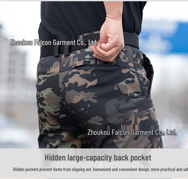 Men's Fleece-Lined Tactical Softshell Pants: Winter, Outdoor, Wear-Resistant, Windproof, Cold-Proof, Ski & Training.