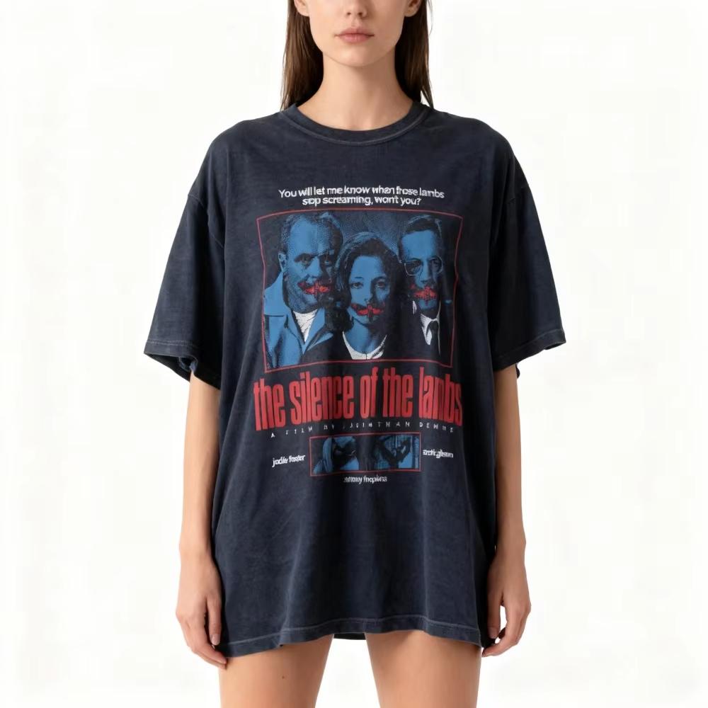 

Tee Clothing Silence of The Lambs Movie Shirt Vintage Hannibal Lecter Graphic Short Sleeve Shirt Unisex Unisex Women AllSeason 4XL
