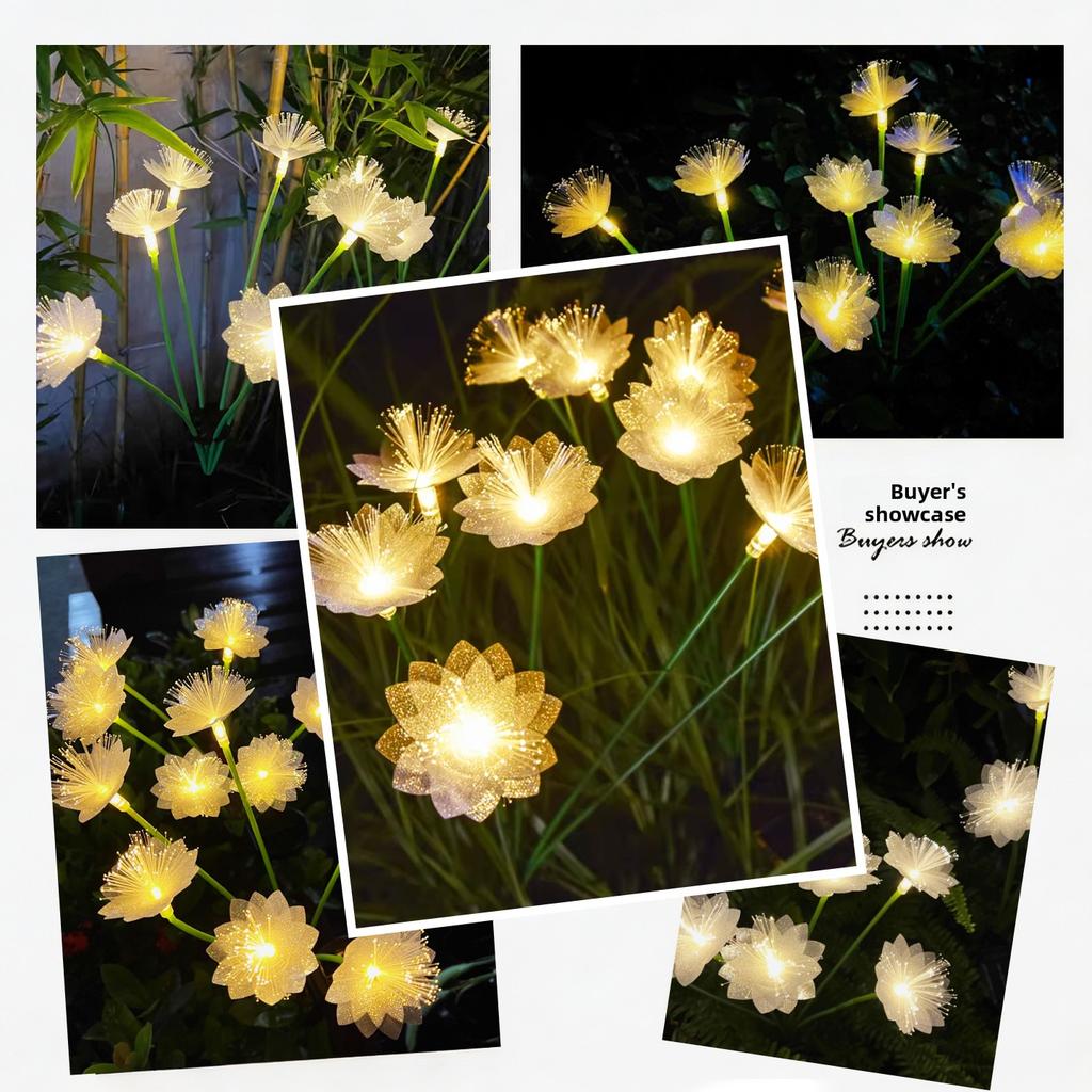 Solar Fiber Optic Flower Stake Lights IP44 LED Lamp for Garden Yard Lawn Outdoor Decor