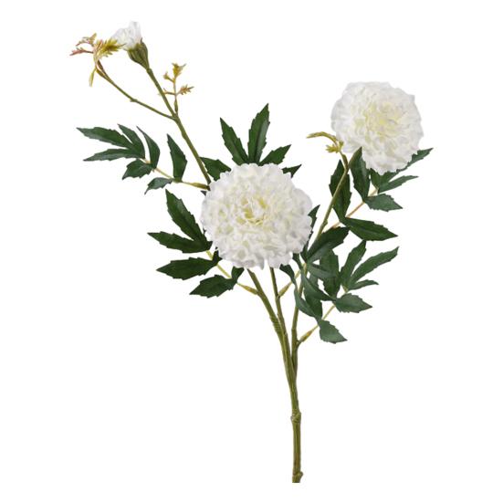 

Artificial Marigold 3 Head UV Resistant Fake Silk Flower with Leaves Indoor Outdoor