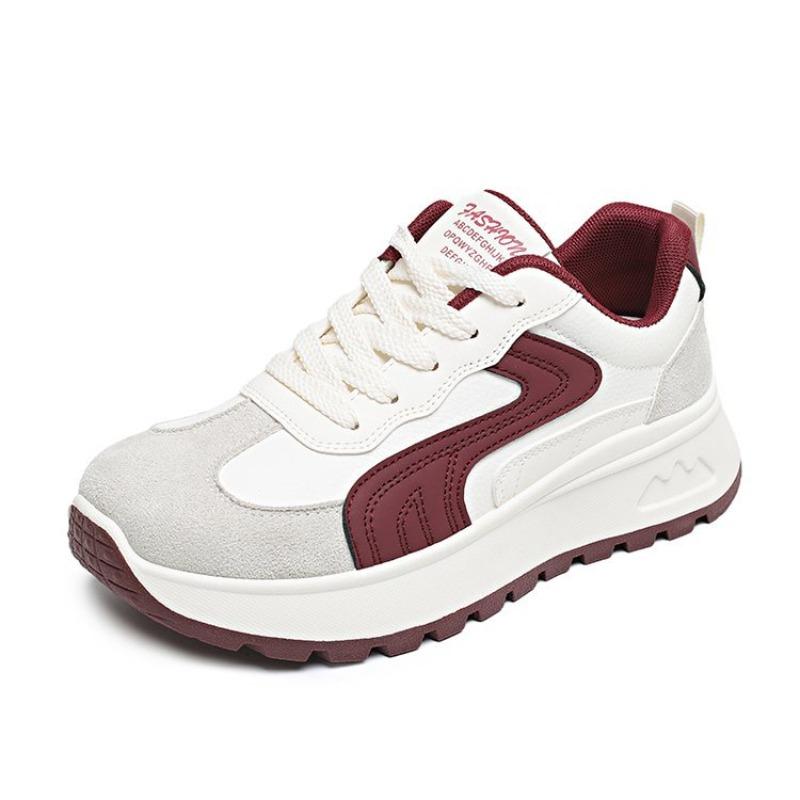 Color matching heightening shoes spring new college style daily casual little white shoes platform lace-up sports shoes