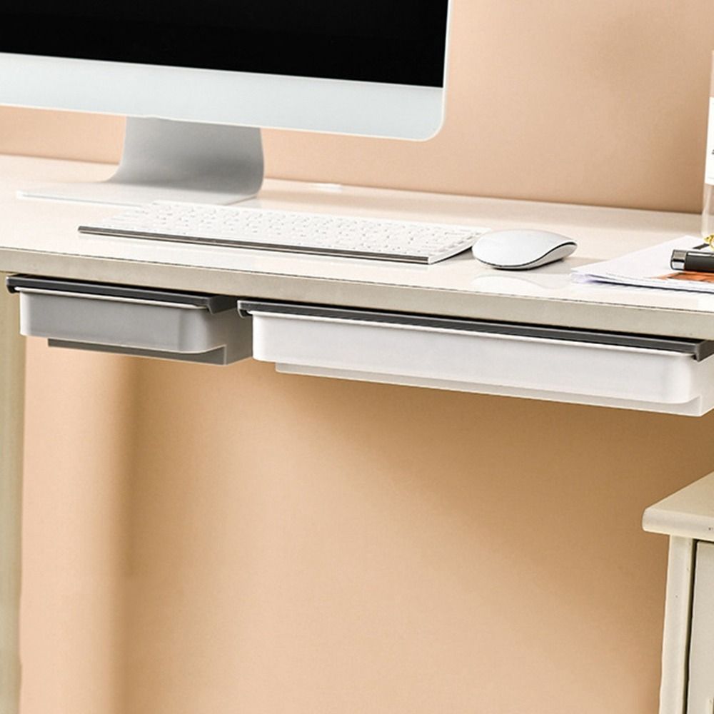 Plastic Under Desk Drawer Invisible Stationery Organizer Multifunctional Hidden Storage Box School