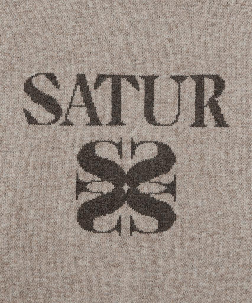 Seteo Basic Logo Jacquard Crew Neck Knit Beige