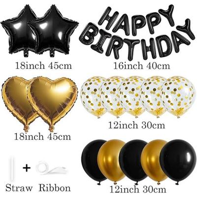 Herz Stern Happy Birthday Ballon-Girlande Set Mehrfarbige Latex-/Aluminiumfolien-Ballons Hintergrundwand Foto-Requisiten