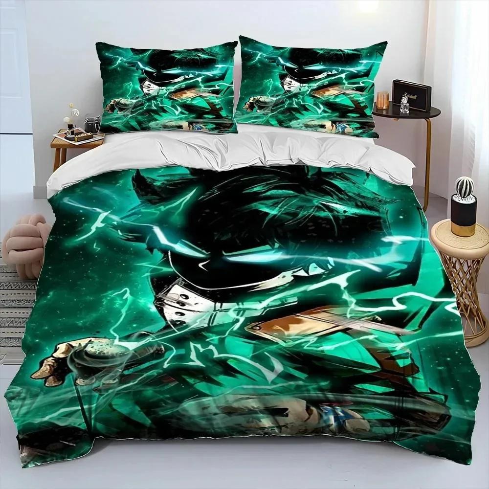 Anime My Hero Academia Izuku Deku Ložní souprava Tištěná s povlakem na polštář Měkký povlak na přikrývku Jednolůžko Dvojlůžko Královská Velikost