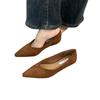 Retro buty damskie na niskim obcasie ze szpiczastym noskiem z płytkim wycięciem, buty na jeden pedał do dojazdów do pracy, nowe na wiosnę i jesień 2025, zamszowe, z temperamentem