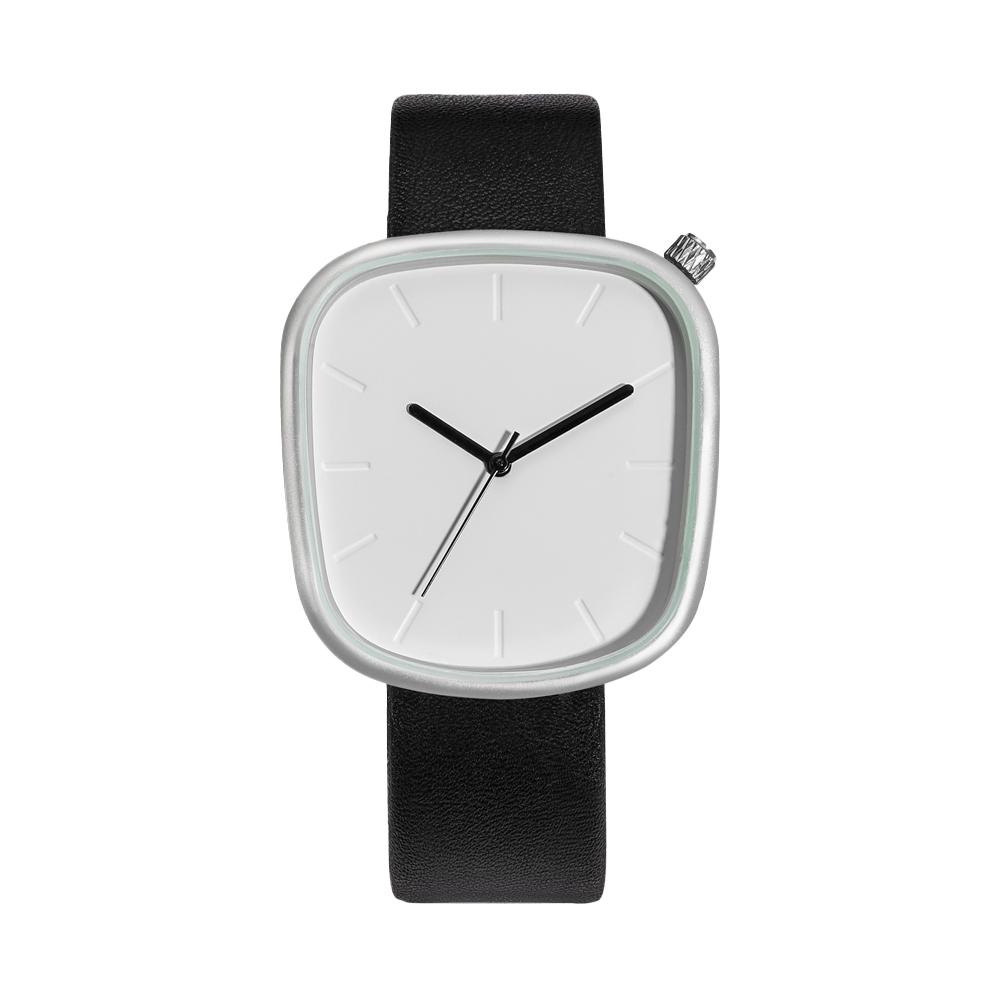 Men's Minimalist Watch Fashion Versatile Men's and Women's Square Watch Scale Black and White Premium Quartz Watch