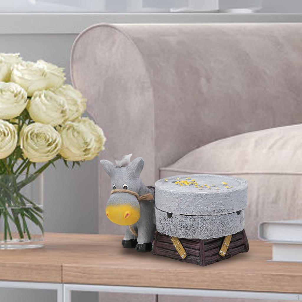 Donkey Figurine Ashtray Ash Tray Desktop Ornament for Fireplace Desk Cabinet