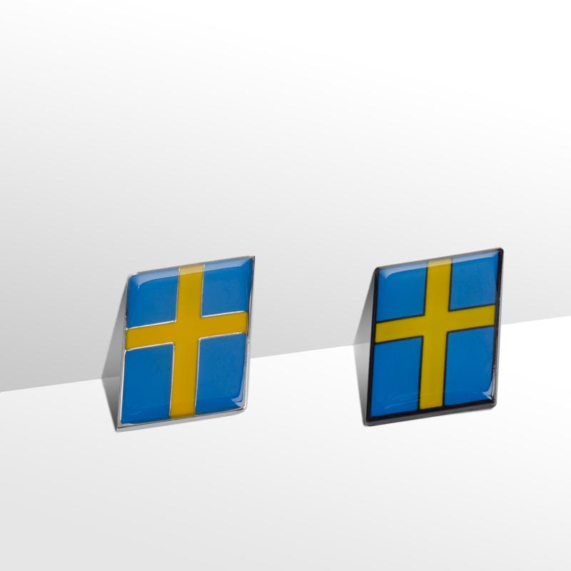 Hüpfender Elch Schwedische Flagge Elchkörper Emblem Styling 3D Metallaufkleber Kofferraumaufkleber