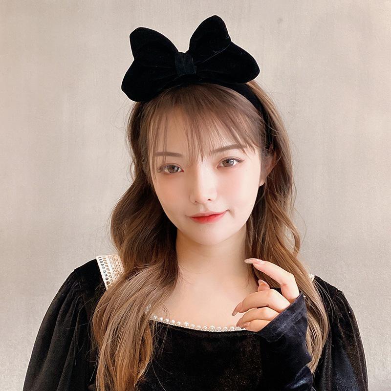Snow White Velvet Headband with Large Red Bow - Perfect for Sweet Photos and Stage Performances