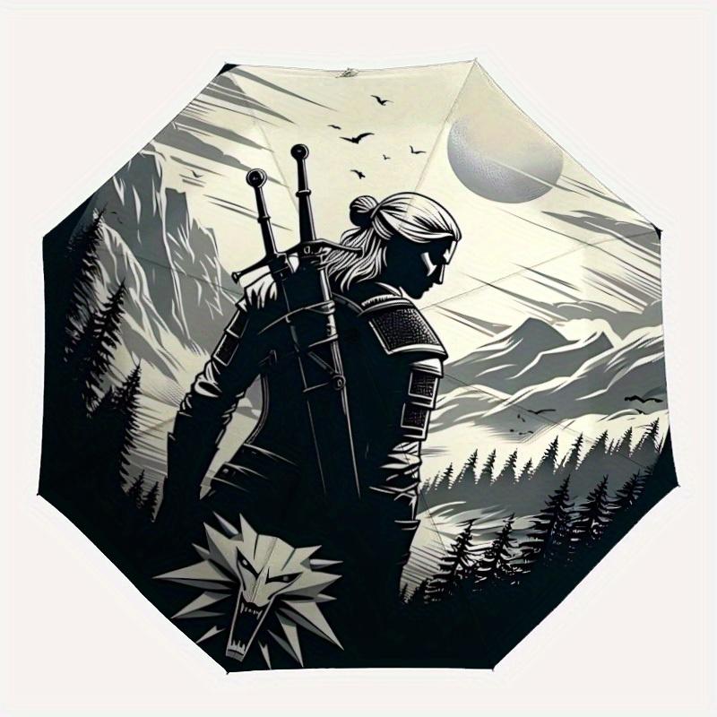 

1pc Witcher Automatic Umbrella | Portable Foldable 8-Rib Manual Open, Cute Gift for Outdoor, Casual Accessory, Durable Canopy yy250825009