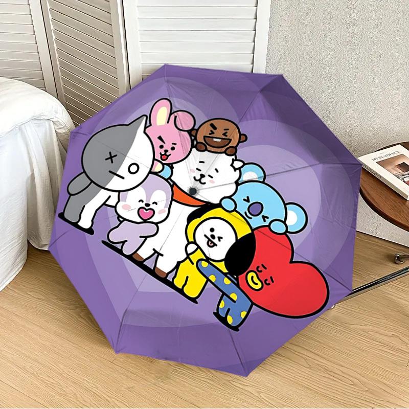 1PC BT21 Characters Automatic Folding Umbrella | Vibrant Motif & Compact Design for Everyoneyy250930004