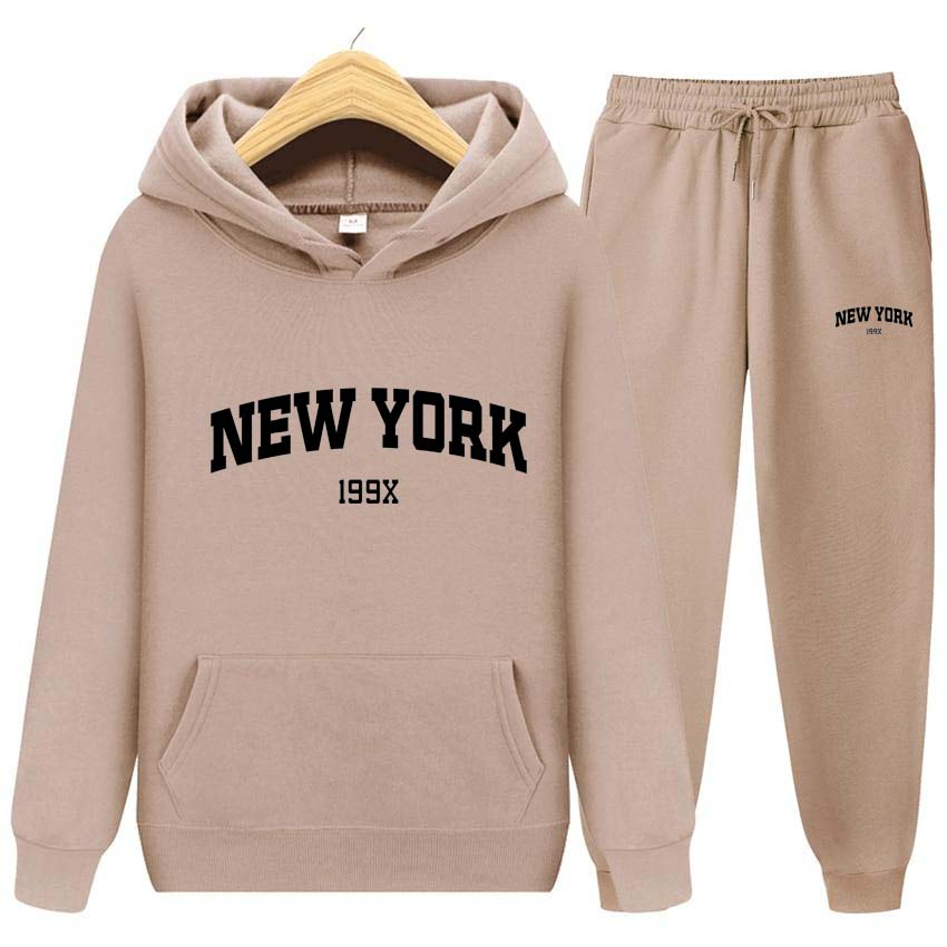 Trainingsanzug 2-teiliges Set 199X New York Print Sweatshirt Hoodies Sweatshirt + Hosenanzug Hoodie Sportbekleidung Jogging Herren-Sets