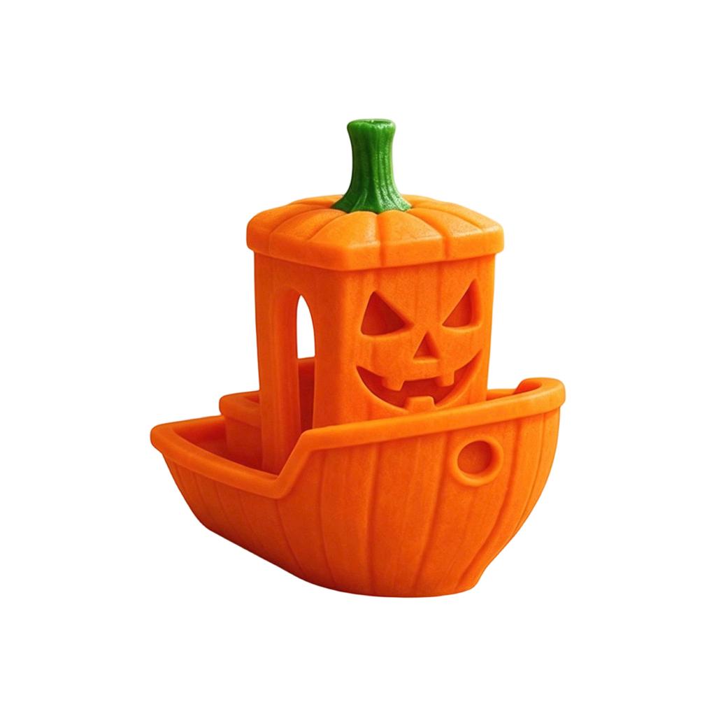 Navio Fantasma de Halloween Impresso em 3D Barco Abóbora Ornamento de Mesa Decoração de Atmosfera Festiva Figura de Mesa para Exibição Sazonal em Casa e no Escritório