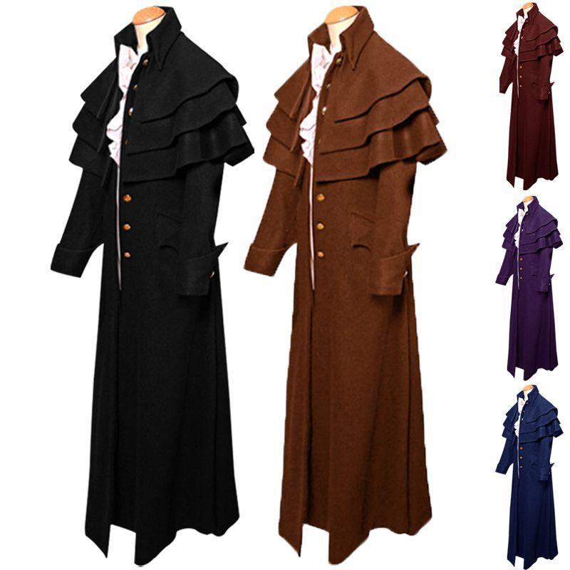 Retro Medieval Mens Steampunk Trench Coat Gothic Jacket Costume Cosplay