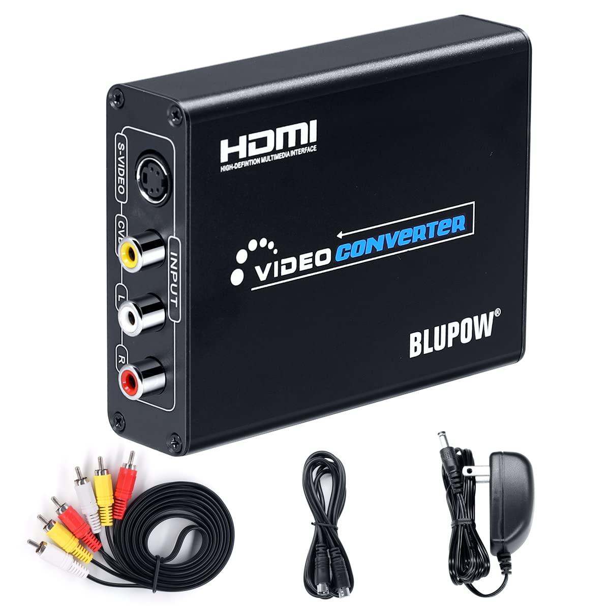 

Преобразователь BLUPOW Terminal to HDMI, совместимый с 1080P Composite 3RCA to HDMI Преобразователь видео Аналогово-цифровой преобразователь HDMI