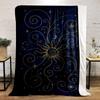 Golden Celestial Swirl On Night Sky Patterned Flannel Blanket Perfect for the Bedroom Living Room, Sofa, or a Little Nap